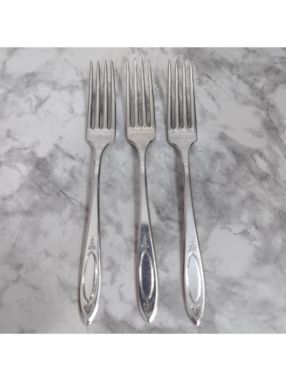 Lot Of 3 Dinner Forks 7 3/4" Oneida Community Adam 1917 Silverplate Fork